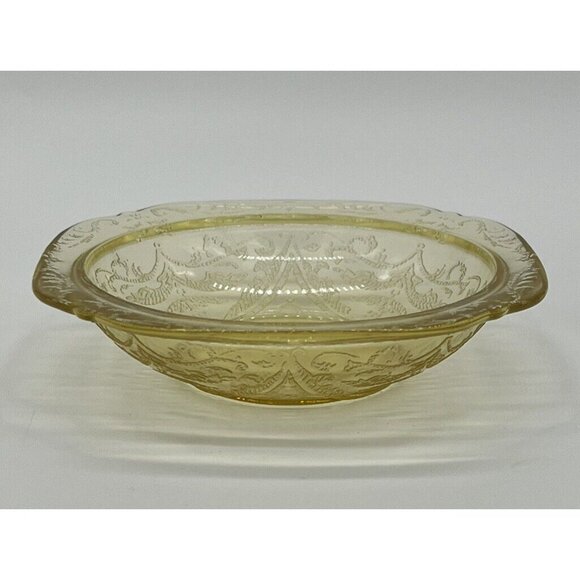 Vintage Amber Federal Glass Madrid 5" Square Fruit/Dessert Bowl - Picture 5 of 5